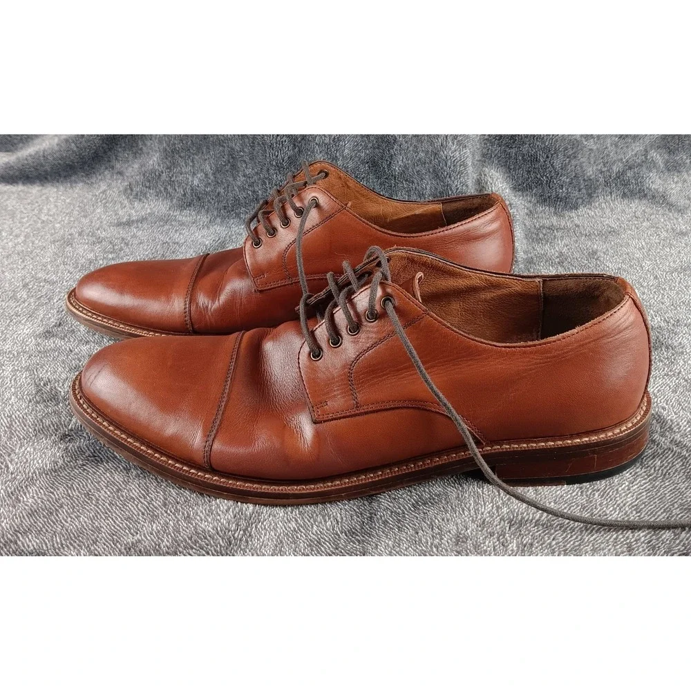 Blake McKay Mens Leather Cap‎ Toe Oxford Dress Shoes Tan Size 9